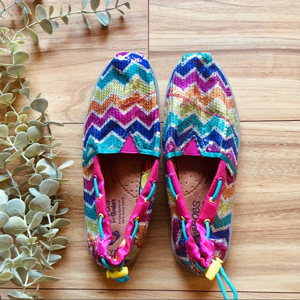 Bobs by Sketchers Rainbow Chevron Slips Ons